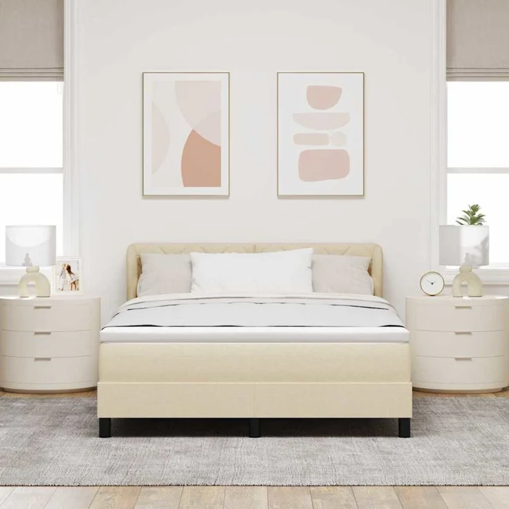 vidaXL Boxspringbett mit Kopfteil Creme 160 x 200 cm Stoff 3340099 – Bild 3