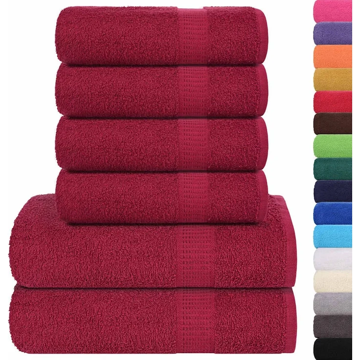 vidaXL 6-tlg. Handtuch-Set FROGN Bordeaux 360 g/m² 137081 – Bild 2