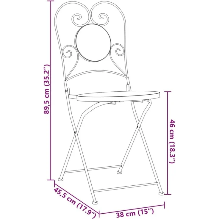 vidaXL Bistrostühle 2 Stk. Klappbar Terrakottarot und Weiß Keramik 4003407 – Bild 7