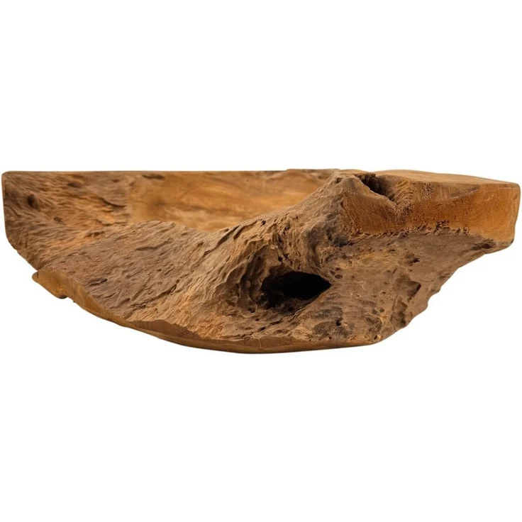 Online-Fuchs Dekoschale XL aus Teakholz, Obstschale - Dekoration für Wohnzimmer & Küche (jede Schale ein Unikat, 40 bis 45 cm groß), massives Teakholz, rustikaler Charme, Natur durch und durch – Bild 3