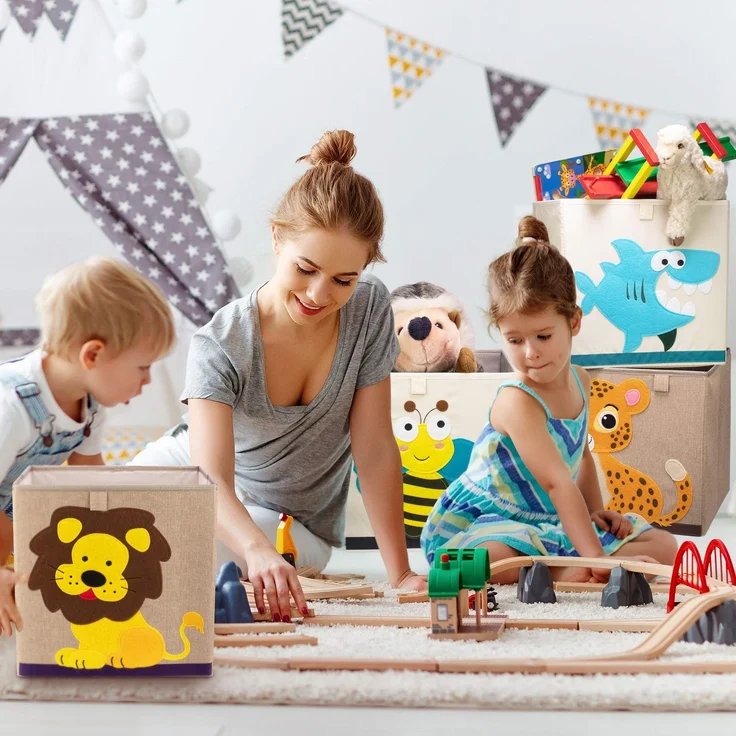 LIFENEY Aufbewahrungsbox Kinder mit Eule Motiv I Spielzeugbox mit Tiermotiv passend für Würfelregale I Ordnungsbox für das Kinderzimmer I Aufbewahrungskorb Kinder – Bild 4
