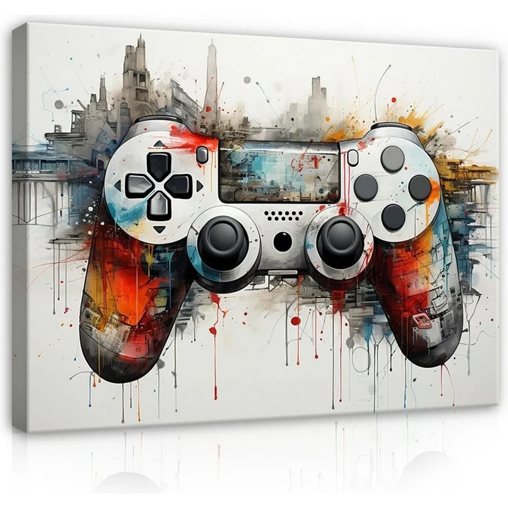 Wallarena Leinwandbild Junge Gaming Game Grau Kinderzimmer 60x40 cm, Junge, 60x40 cm – Bild 2