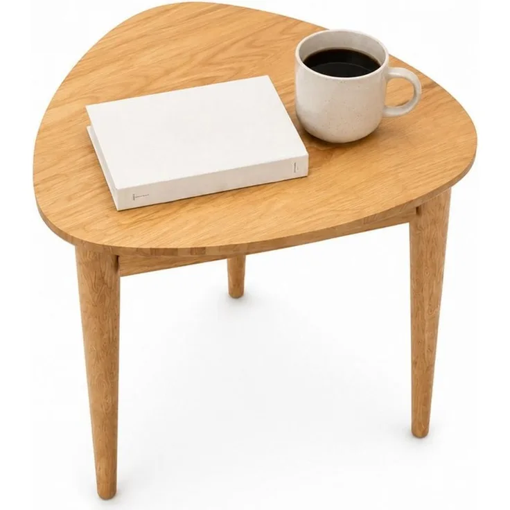 HOOZ Beistelltisch Bambus Sofatisch Dreieck abgerundet Natur – Couchtisch 42 x 41,5 cm (Einzelartikel, 1-St, bestehend aus einem Kaffeetisch), Stilvoller Satztisch aus Bambus für Wohnzimmer und Schlafzimmer