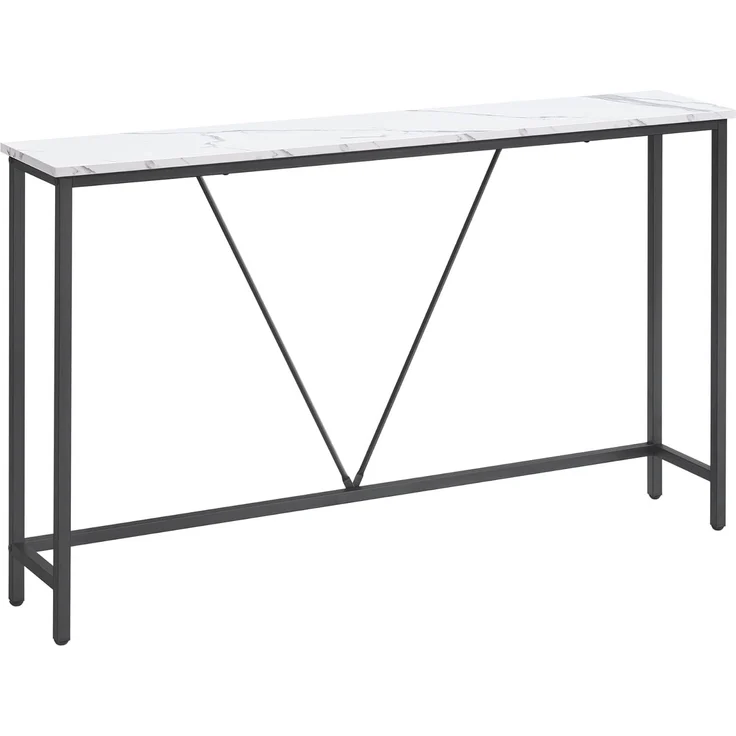 VASAGLE Konsolentisch, Flurtisch schmal, Sofatisch, Beistelltisch für Wohnzimmer, Flur, Eingangsbereich, einfache Montage, marmorweiß-tintenschwarz LNT020W01
