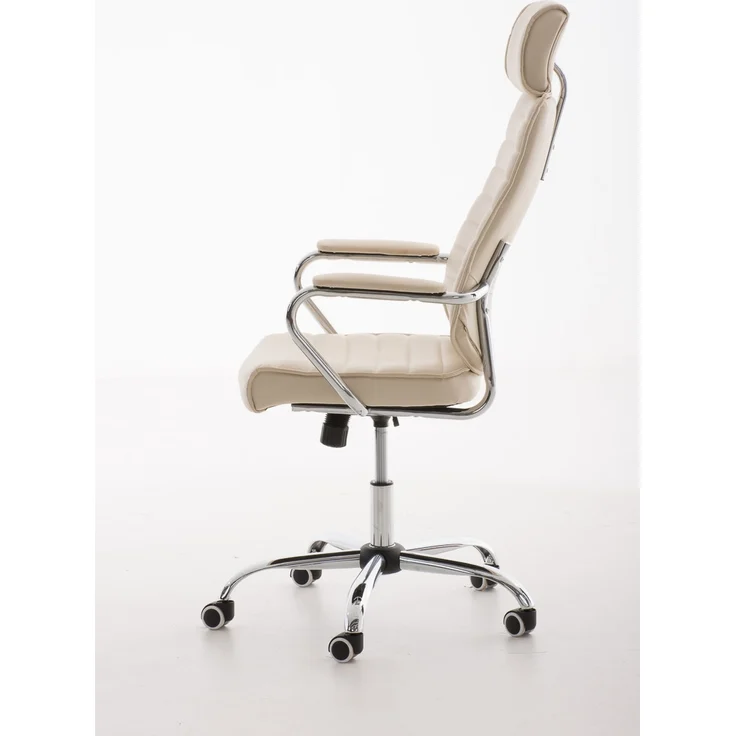 DELUKE® Bürostuhl Ergonomisch FUGOR Schreibtischstuhl mit Rollen Höhenverstellbarer Drehstuhl, Arbeitsstuhl mit Kopfstütze Chefsessel, Computerstuhl 125 kg Creme – Bild 2