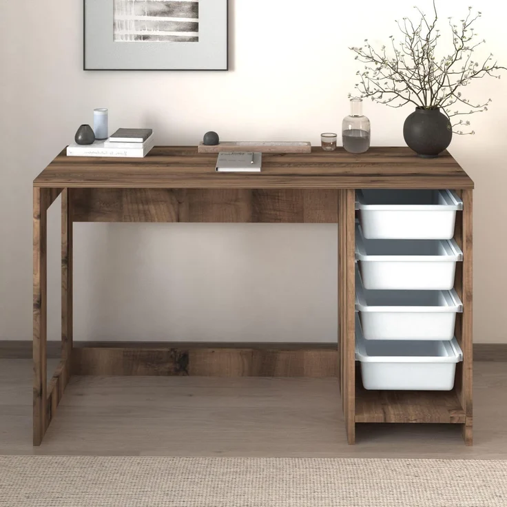 Skye Decor 'Hero - White, Antique Walnut' Schreibtisch, Weiß / Antik-Walnuss, 120 x 73 x 45 cm – Bild 4