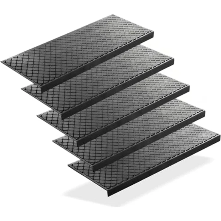BigDean Stufenmatte 10 Stück Treppenstufenmatten aus Gummi 75 x 25 cm Anti Rutsch, Eckig, Höhe: 3 mm, Outdoor geeignet, Antirutsch, Witterungsbeständig, Easy Clean