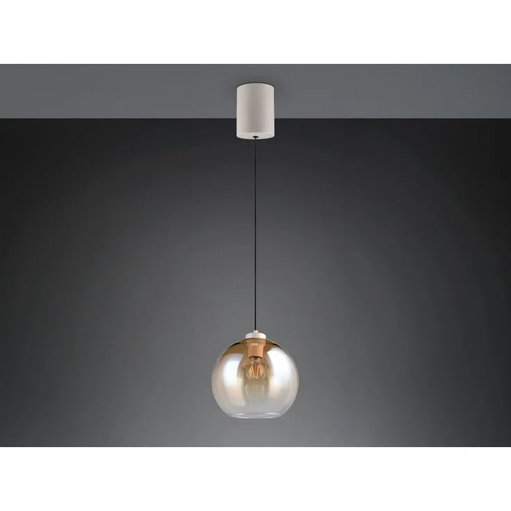LED Pendelleuchte höhenverstellbar 1-flammig mit Glaskugel Bernstein, Ø 25cm – Bild 8
