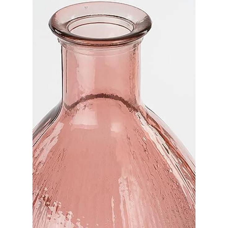 Mica Decorations Firenza Glasflasche, H59 x Ø29 cm, 100% recyceltes Glas, hellrosa mit vertikalem Reliefmuster – Bild 2