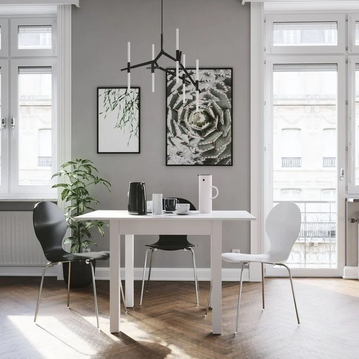 Newroom Esstisch Noa, ausziehbar inkl. 40cm Tischplatte Weiß Küchentisch Speisetisch – Bild 2