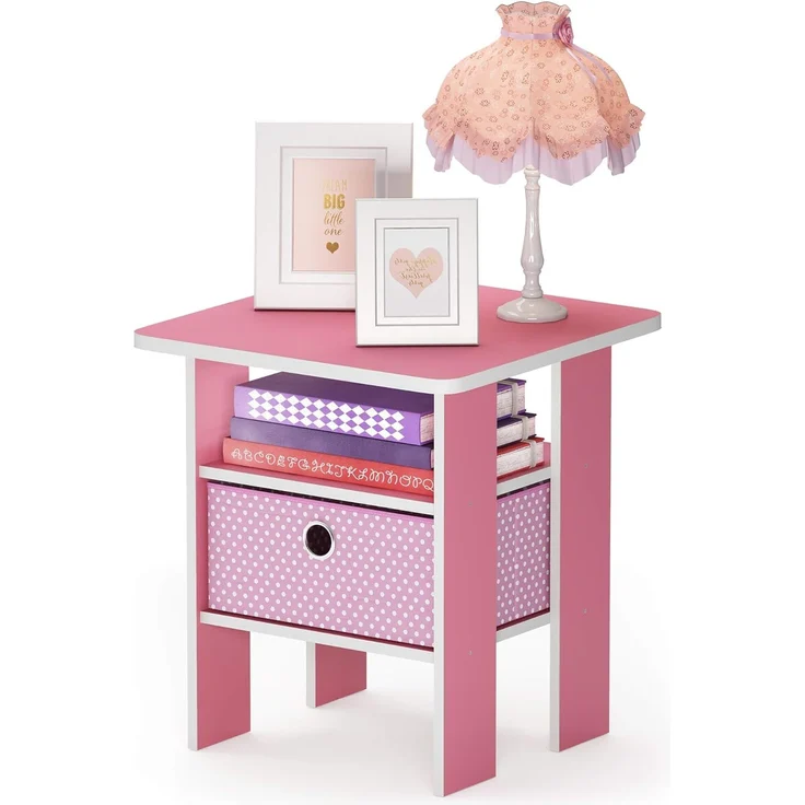 Furinno Andrey Beistelltisch, Nachttisch, Holz, Rosa/Hellrosa, 39. 37x39. 37x44. 45 cm – Bild 1
