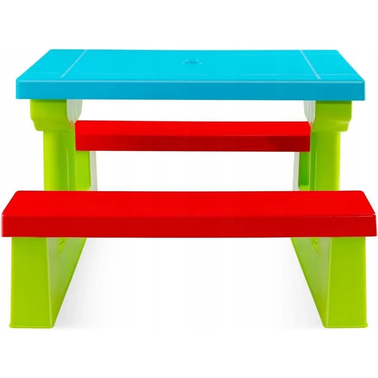 COIL Garten-Kindersitzgruppe Kinder-Picknicktisch mit Sonnenschirm 107 x 67 x 135 cm, 5 kg, (4-tlg), verschiedene Farben, Kunststoff UV-beständig, für Kinder ab 3 Jahren – Bild 2