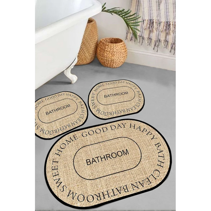 Mijolnir 'Baindos - Beige' Badematten-Set (3-teilig), Beige – Bild 1