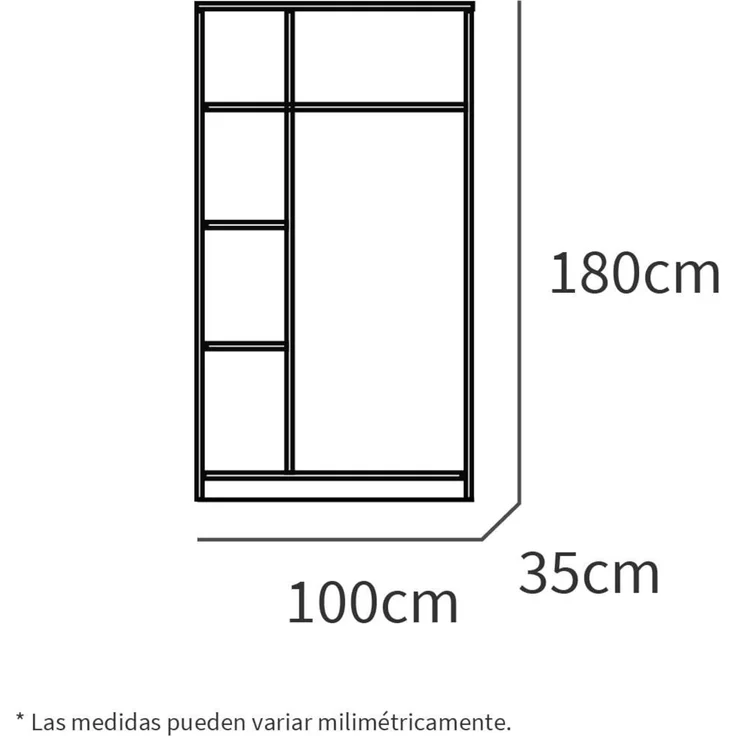 MUEBLES PITARCH Eingangsschrank, eine Tür mit Frontleiste zum Aufhängen und Regal, Eiche Gold und Grau, 180 x 100 x 35 cm, hohe Kapazität, modern, Modell Neo – Bild 3