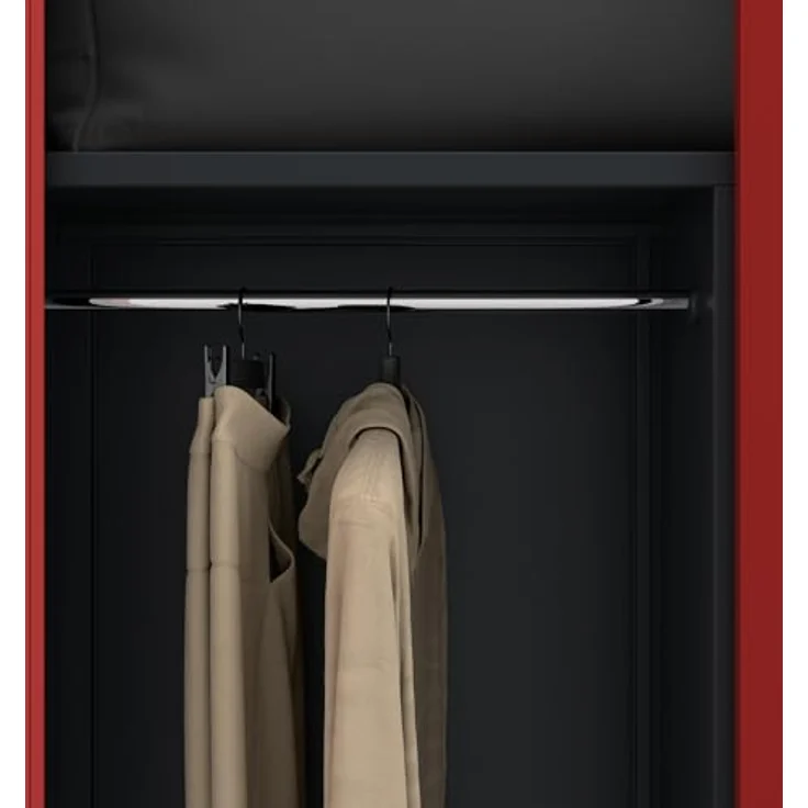 Jan Nowak Metallschrank 185 x 90 x 45 cm | Aktenschrank Abschließbar mit Kleiderstange, Pulverbeschichtung | Aufbewahrungsschrank Umkleideschrank Spind Kleiderstange | Anthrazit-Rot – Bild 4