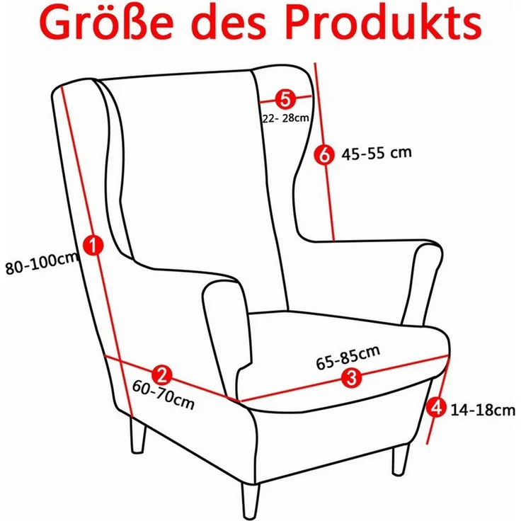 Zyronn Sesselhusse 2-Teilig Ohrensessel Überzug, Sessel-Überwürfe Ohrensessel, Elastisch, Sofa Armlehnenbezüge Schonbezug Hussen für Lesesessel Relaxsessel – Bild 2