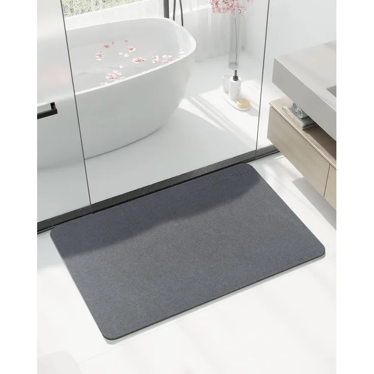 Ribelli Kieselgur Badematte rutschfest 60 x 39 cm, Duschvorleger Badvorleger Schnelltrocknend, 100% Natürlich Stein Bodenmatte, Bad Matte Super Saugfähig Badezimmermatte