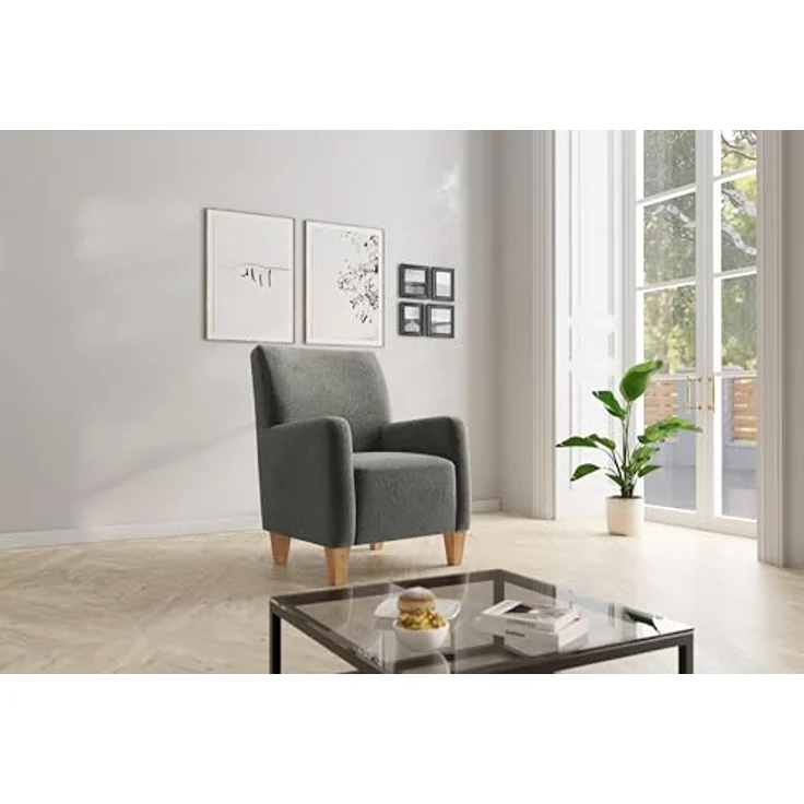 Cavadore Sessel Vida / Polstersessel im trendigen Design / 74 x 93 x 81 / Mikrofaser, Grauoliv – Bild 3