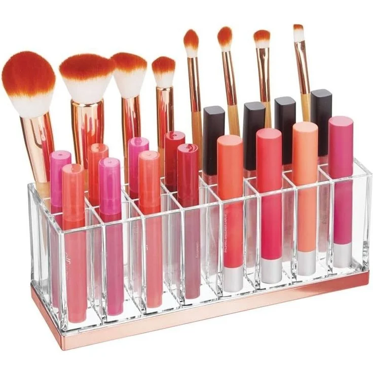 Aufbewahrungsbox Nagellack Lippenstift 24 Fächer mDesign Roségold/transparent – Bild 4