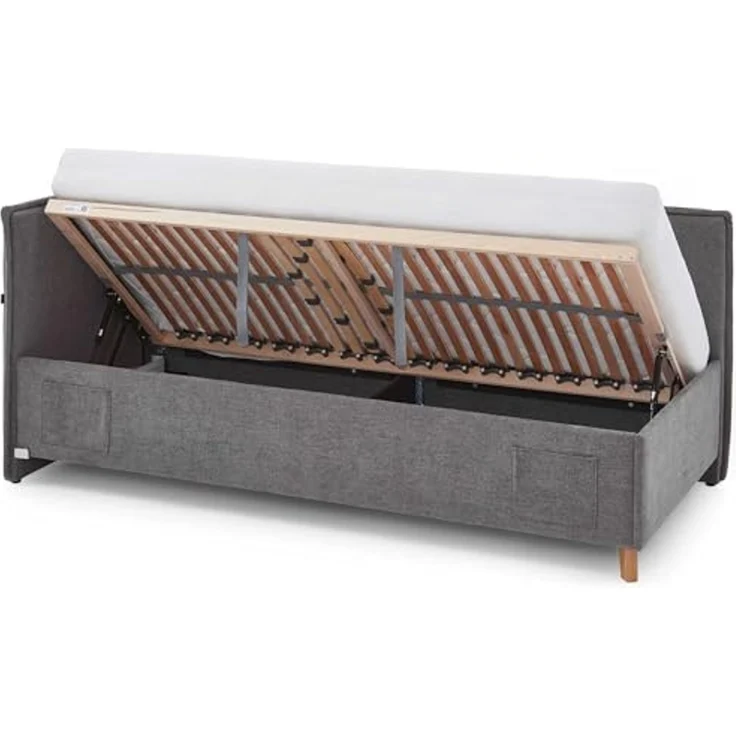 Basis-Liege mit Bettkasten Foggia / Fun, Stoff, Beige, 128 x 90 x 208 cm – Bild 7