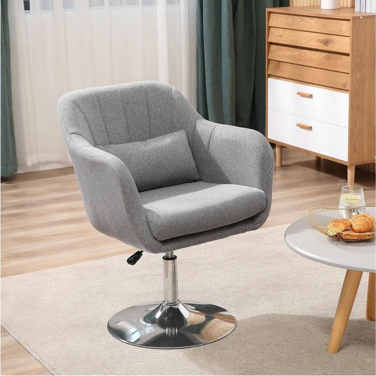 HOMCOM Relaxsessel höhenverstellbarer Bürostuhl (Drehhocker, 1-St, Arbeitshocker mit Lendenwirbelstütze), Stahl, Grau, 60 x 60 x 79-91 cm – Bild 1