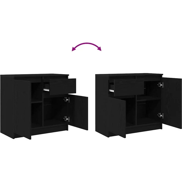 vidaXL Sideboard mit Schublade Schwarz Eichen-Optik 71x35x65 cm 861599 – Bild 8