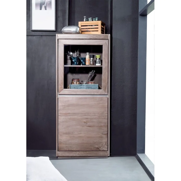 Vitrine Sheesham 63x40x147 smoked oak lackiert SYDNEY #205 – Bild 3