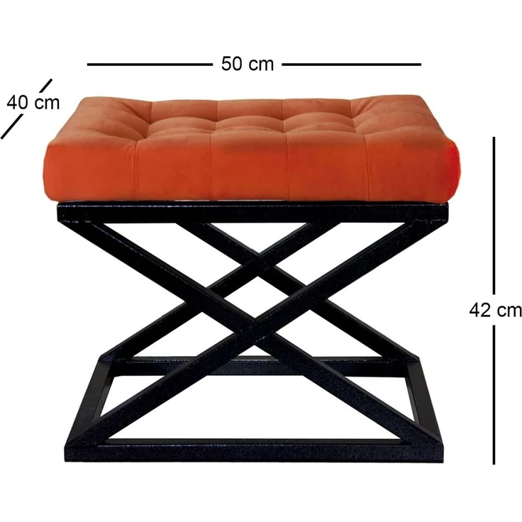 Hanah Home 'Capraz - Black, Orange' Pouffe, Schwarz / Orange, 50 x 42 x 40 cm – Bild 2
