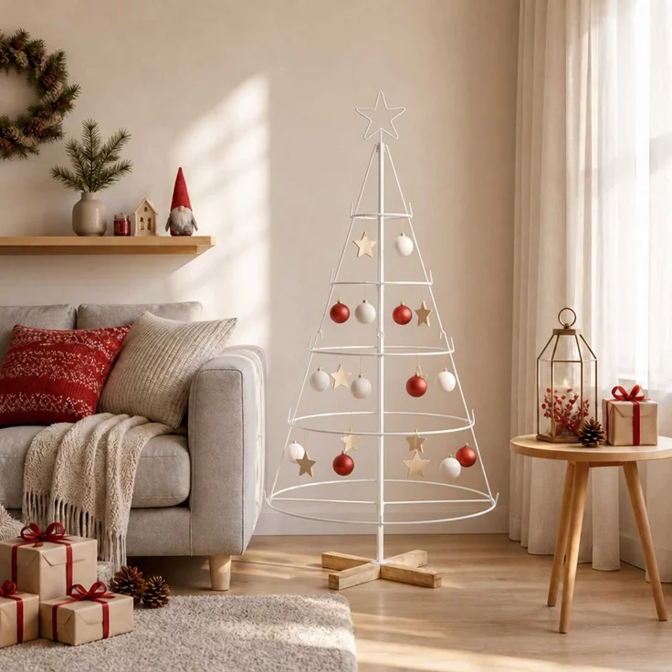 vidaXL Metall Weihnachtsbaum KUOPIO 125 cm Stahl Weiß 42053812 – Bild 1