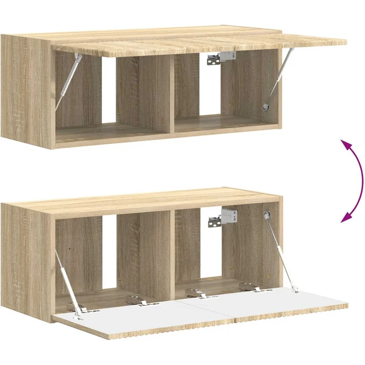 vidaXL TV-Schrankset Wandmontiert 4 pcs Sonoma-Eiche Holzwerkstoff 3409035 – Bild 12