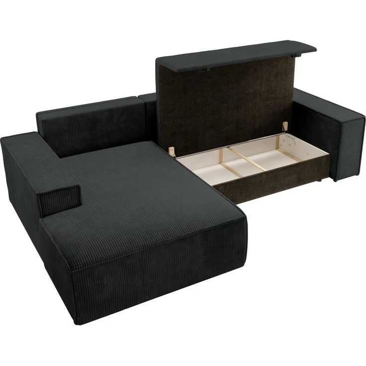 Selsey 'Farese New' Ecksofa mit Cordbezug, Schlaffunktion und Stauraum, Schwarz, links – Bild 7
