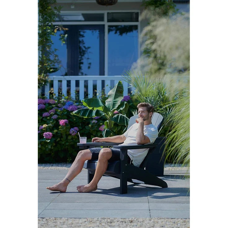 Keter Alpine Adirondack Chair, Outdoor Gartenstuhl aus Kunststoff mit Getränkehalter, grau, wetterfest, amerikanischer Design-Klassiker, für Garten, Terrasse und Balkon, 93 x 81 x 96,5 cm – Bild 7