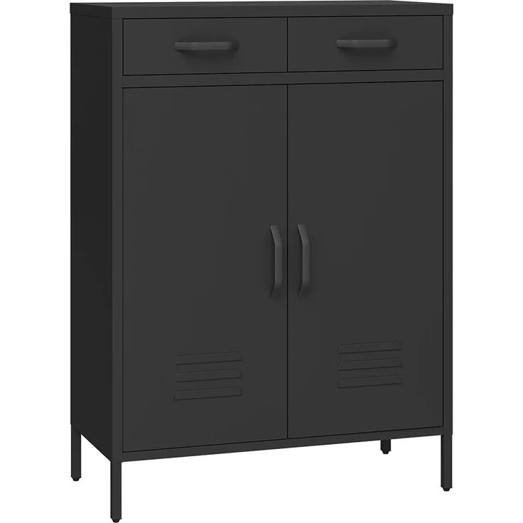 skølm 'Atria' Metallkommode, schwarz, 110x38x80 cm, mit 2 Schubladen und 2 Fächern – Bild 2