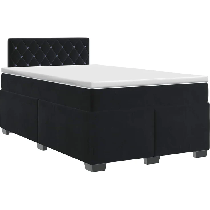 vidaXL Boxspringbett mit Matratze Schwarz 120 x 200 cm Samt 3450688 – Bild 2
