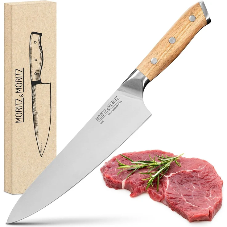 Moritz & Moritz Fleischmesser Kochmesser 20cm - Profi Küchenmesser, ergonomischer Griff – Bild 1
