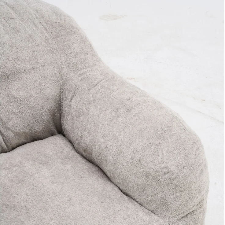 Sitzsack 95cm×95cm×79cm in Hellgrau mit Kunstfell – ergonomischer Loungesessel ohne Montage – Bild 6