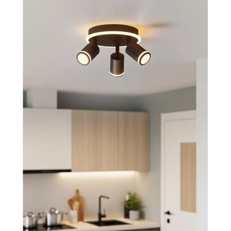 LVWIT LED Deckenstrahler Schwarz, LED Deckenlampe 3 Flammig Rund, Srahler Deckenleuchte GU10 Deckenlampe Spot, Modern Deckenspot Lampe für Küche, Wohnzimmer, Ohne Leuchtmittel – Bild 8