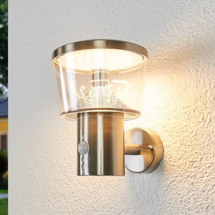 Lindby Edelstahl LED Wandlampe, Außenleuchte mit Bewegungsmelder, spritzwassergeschützt IP44, 8,1W warmweiß (3.000K) – Bild 2