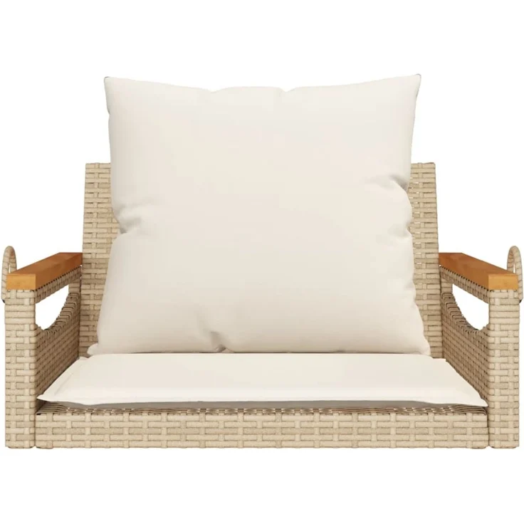 vidaXL Hängesessel mit Kissen Beige 63x62x40 cm Poly Rattan 368166 – Bild 4