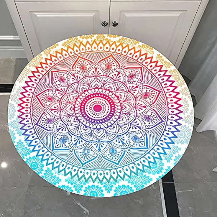 FANSU Runde Tischdecke Garten Abwaschbar, 3D Motiv Serie Polyester Fleckschutz Tischdecken Größe wählbar für Gartentisch, Outdoor in Kiche, Haushalt & Wohnen (Böhmen,200cm) – Bild 4
