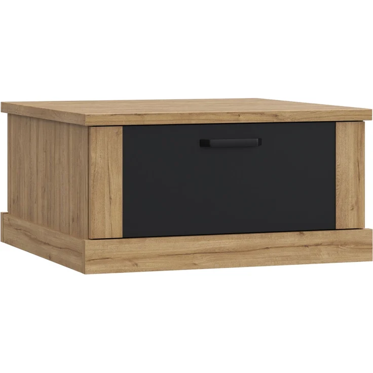 Forte KASZIMIRO Couchtisch 80 90, moderner, quadratischer Sofatisch mit großer Schublade,Wohnzimmer, Holzwerkstoff, Waterford Eiche Holzdekor/Schwarz, 85 cm breit x 43,4 cm hoch x 85 cm tief – Bild 3