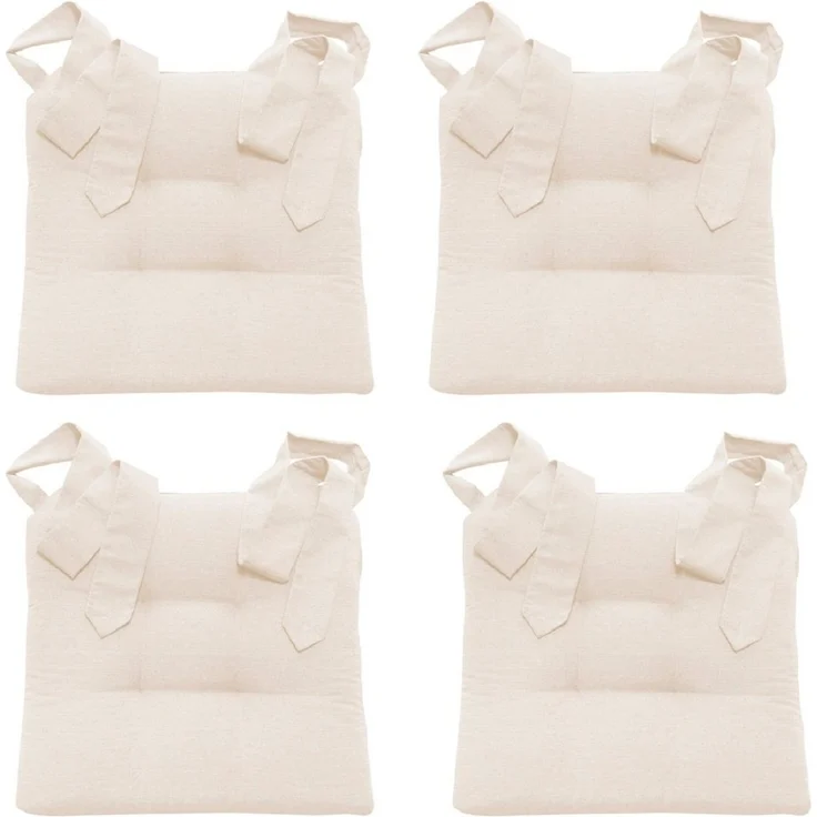 MAGMA Stuhlkissen Sitzkissen FINO Schleifenband Auflage - ca. 42cm x 46cm x 7cm - 4er Set elfenbein – Bild 5