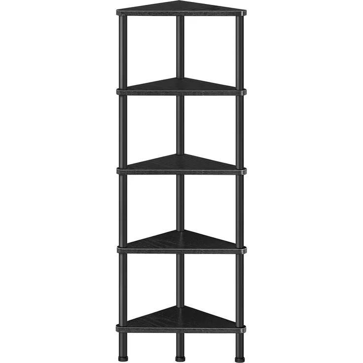 HOOBRO Eckregal mit 5 Ebenen, industrielles Eckregal Stehend, Bücherregal, Standregal, Eck-Bücherregal zur Präsentation von Pflanzenblumen, Aufbewahrungsregal für kleine Räume, Schwarz EBK33CJ01