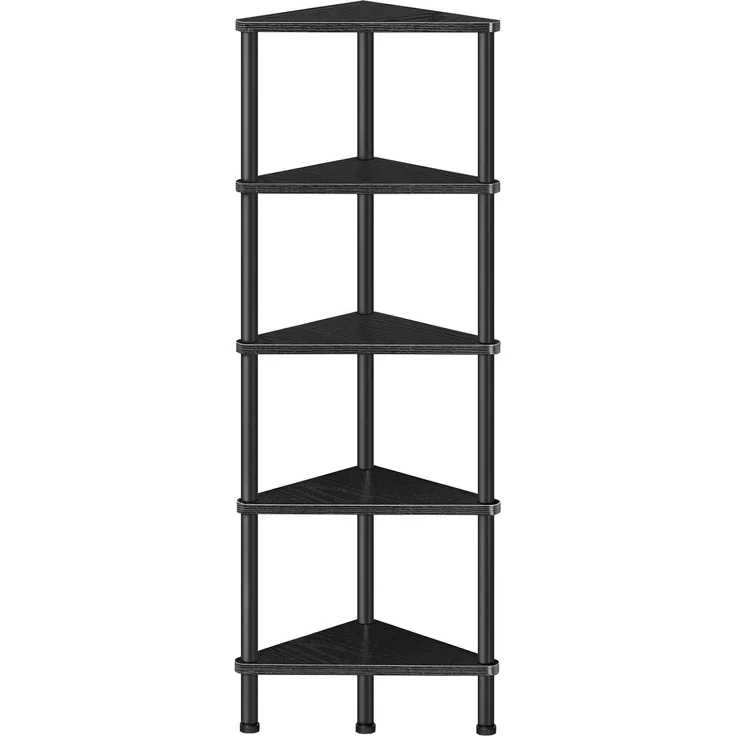 HOOBRO Eckregal mit 5 Ebenen, industrielles Eckregal Stehend, Bücherregal, Standregal, Eck-Bücherregal zur Präsentation von Pflanzenblumen, Aufbewahrungsregal für kleine Räume, Schwarz EBK33CJ01