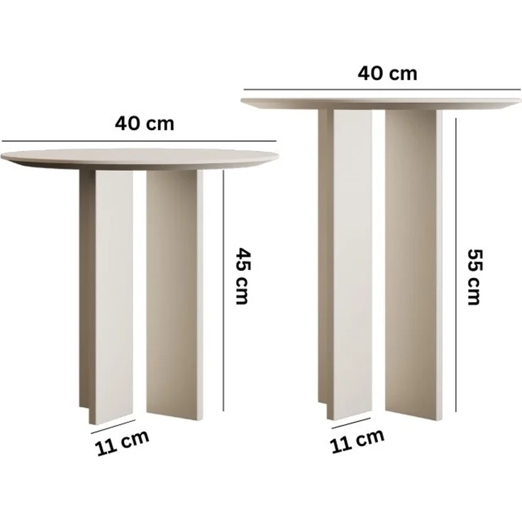 Skye Decor 'Leo (55 + 45) - Cream' Couchtisch-Set, Creme, 40 x 55 x 40 cm – Bild 4
