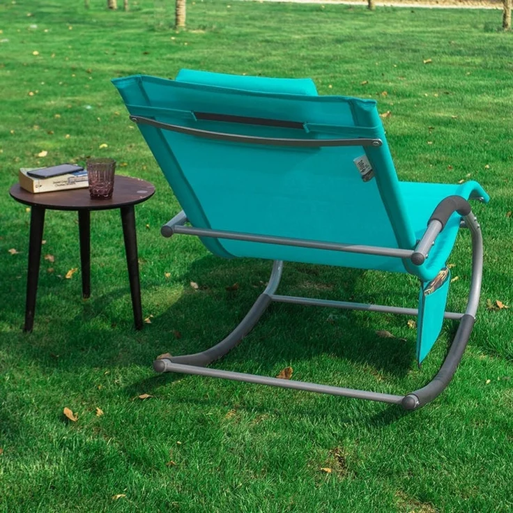 SoBuy OGS28-HBx2 Schaukelstuhl Garten 2er Set, Textilgewebe, Lackiert, Türkis, 150 x 87 x 63 cm – Bild 8