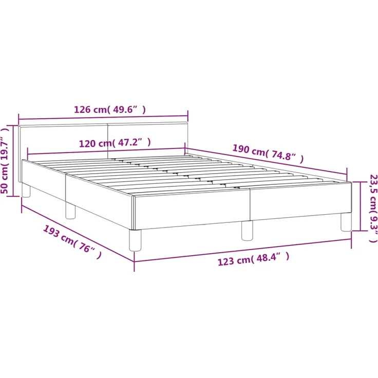 vidaXL Bettgestell ohne Matratze Dunkelbraun 120x190 cm Stoff 379537 – Bild 8