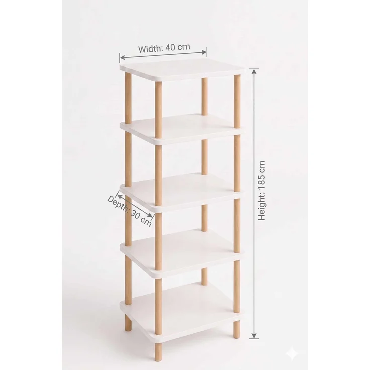 Skye Decor 'Pk262 - White' Badregal, Weiß, 40 x 185 x 30 cm – Bild 5