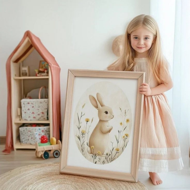 JUSTGOODMOOD Poster süße Hasen Kinderzimmer Geschenkidee für Kinder Babyzimmer Deko Modern, B (1 St) – Bild 2