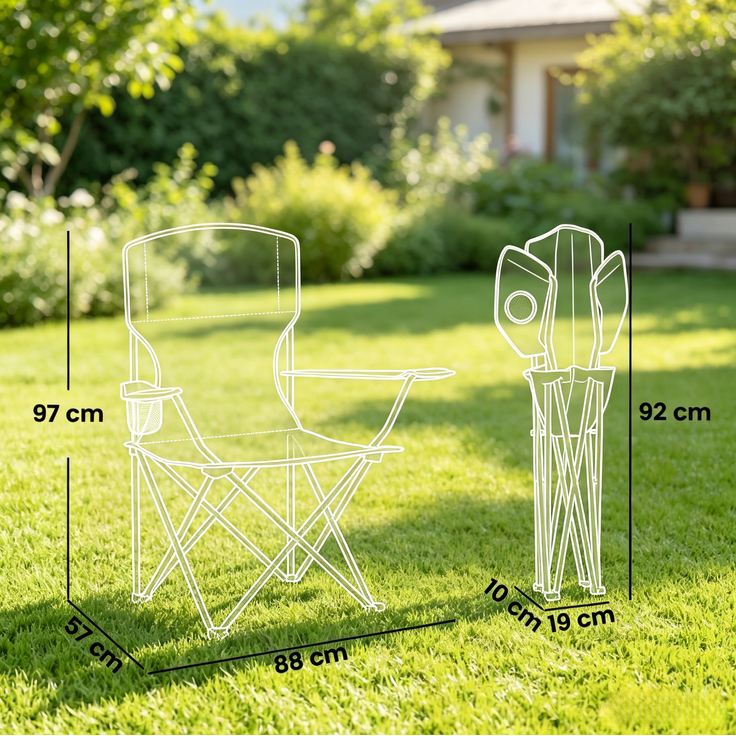 Campingstuhl 88 x 57 x 97 cm, 2er-Set mit Getränkehalter und Tragetaschen, klappbar – Bild 3